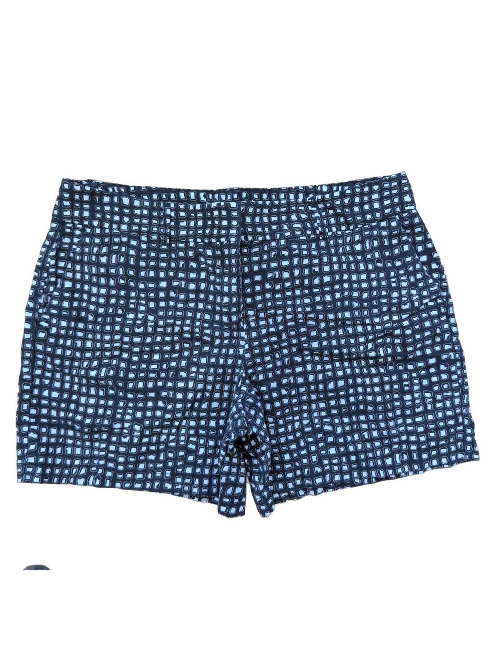 LOFT Ann Taylor Black White Geometric Print Linen Cotton Shorts Size 12